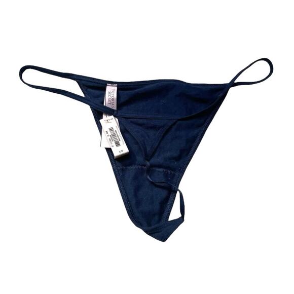 Victoria’s Secret Stretch Cotton V-String Panty Noir Navy Size Large - Picture 2 of 2
